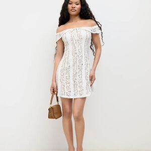Cider White Lace Off-Shoulder Dress